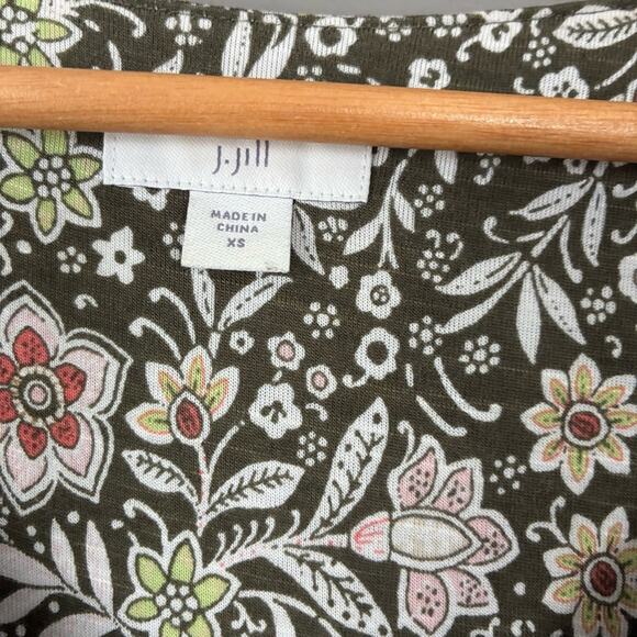 J. JILL Jersey Knit Tiered Maxi Dress Western Paisley Floral Belted Sundress XS - Picture 6 of 9